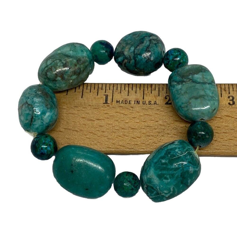 Emerald Green Agate 8” Fashion Stretch Bracelet Handcrafted Tumbled Stones Beads - Picture 12 of 13